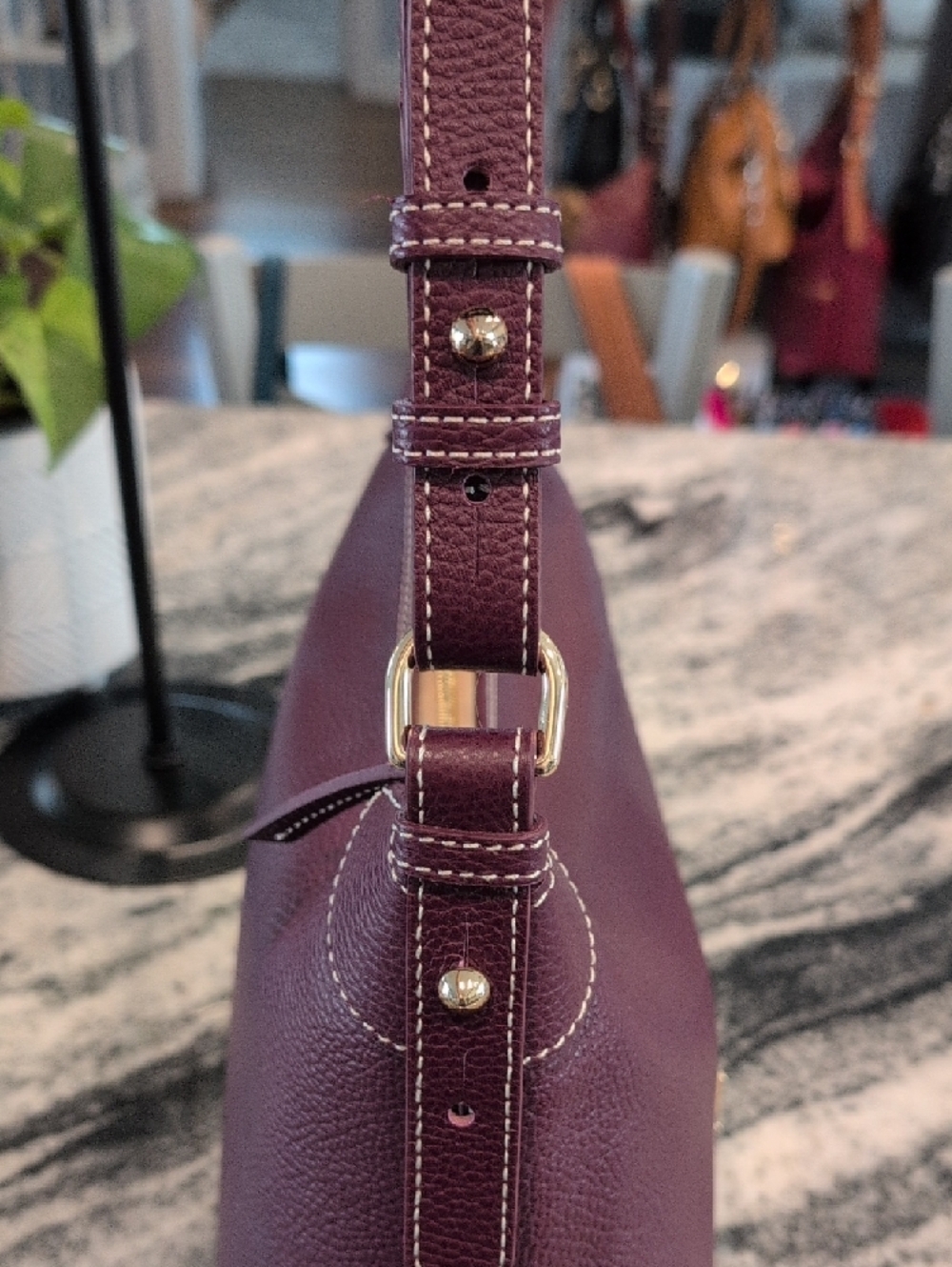 Dooney & Bourke Burgundy Pebble Leather Shoulder Bag w/Matching Wallet - Picture 16 of 16